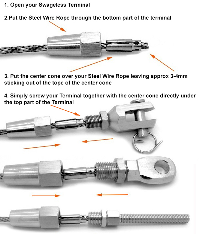 How to fit Swageless Compression Steel Wire Rope Terminal Fittings ...